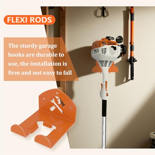 FLEXI RODS Garage Organization Storage Trimmer Rack Garden Power Tool Hanger for Grass Trimmer, Hedge Trimmer, Heavy Duty Weed Wacker Hook Tool Organizer, 2 Pack - size: Tool Organizer - 2 Brackets