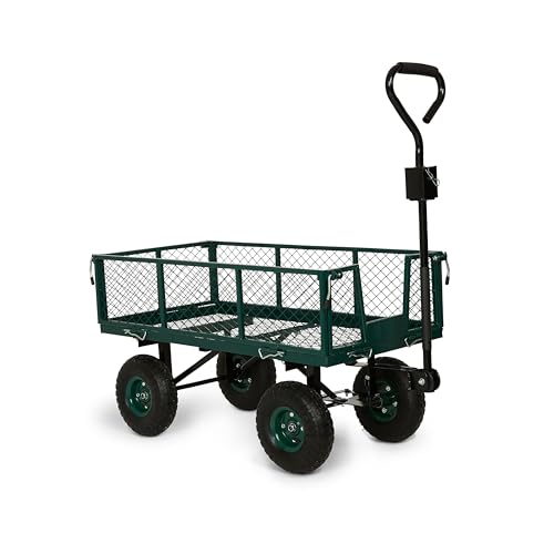 Backyard Expressions Heavy Duty Garden Cart 600 lb, 38" x 20" Steel Bed Utility Wagon with Removable Mesh Sides, Powder-Coated Frame, 10" Pneumatic Wheels, Pull Handle Yard/Lawn Hauler - style: 600 Lb (2026)
