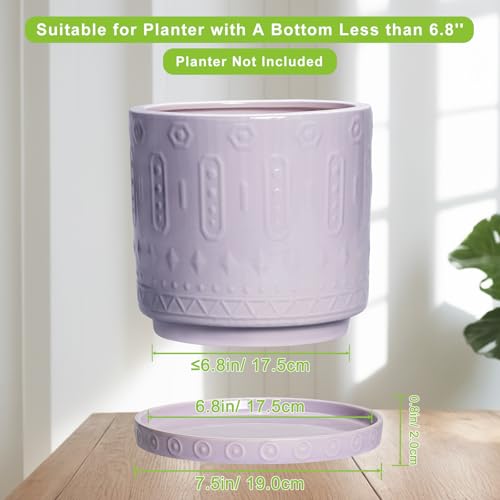 Eightpot 2 Pack Plant Trays for Pots, 7.5 Inch Plant Plates to Catch Water for Indoor Outdoor, Round Plants Water Catcher Tray, Boho Flower Pot Saucer, Decorative Plants Dishes to Catch Water, Purple - color: Purple, size: 7.5 Inch (2 Pack)