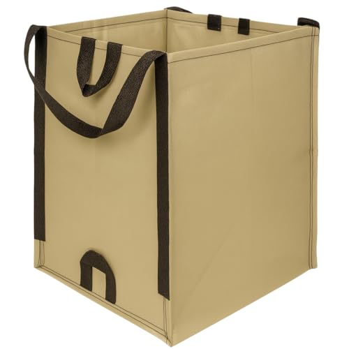DURASACK Heavy Duty Home and Yard Bags 48-Gallon Reusable Self-Standing Lawn and Leaf Bags Garbage Can with Reinforced Handles, Khaki, 3 Pack - color: Khaki