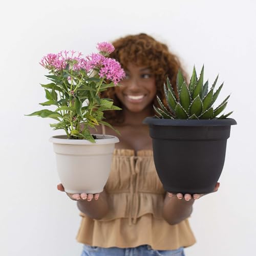 Fiskars 20-56910 10 Inch Ariana with Self-Watering Grid, Black, 10"