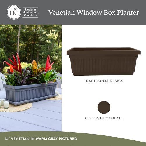 The HC Companies Venetian Window Planter Box, 24 Inch, Chocolate, 2-Pack - color: Chocolate, size: 24", style: Pack of 2