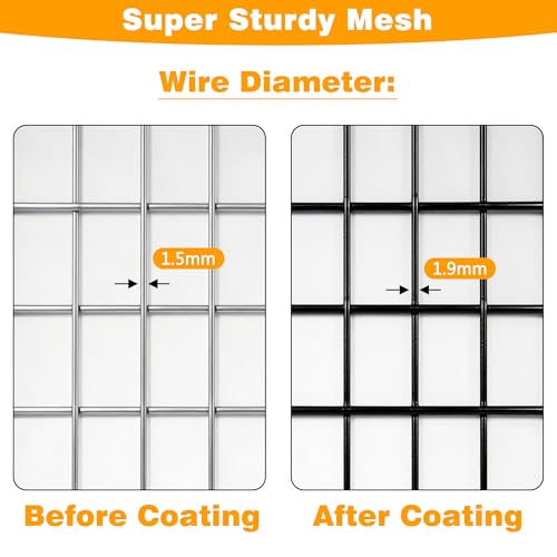 Black PVC Coated Welded Wire Fencing, 72in High x 50ft Long, 2 inch x 3 inch 16GA 2/3/4/5/6 Ft Tall Welded Wire Fence Rolls, Black Metal Garden Fence Wire Roll Garden Fencing for Yard - color: Black, size: 2"x3" 16GA 72" x 50'