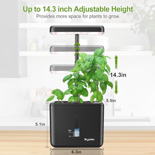 Indoor Garden Growing Systems Self-Watering Plant Pot Smart Gardening System with 17 Watts LED Grow Light Auto Timer Gardening Plant Gifts for Mom Plant Pot for vegetables herbs(No Seeds&Soil) - color: Black
