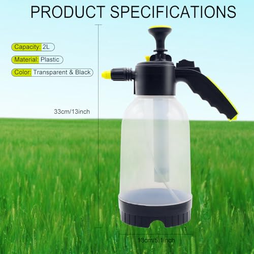 0.5 Gallon Handheld Pump Sprayer, 2L Garden Pressure Sprayer, 68oz Water Spray Bottle with Safety Valve, Adjustable Nozzle, for Watering,Plant Spraying, Home Cleaning, Fertilizing (Clear) - color: Clear