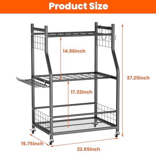 Ultrawall Garden Tool Organizer Yard Storage Stand for Garage w/Wheels - size: Medium