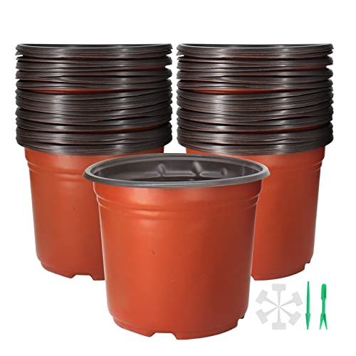 50 Pack 1 Gallon Plastic Plant Nursery Pots - size: 1 gallon--7.48inch(50pcs)