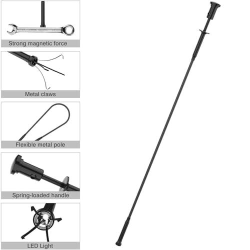 Housolution Grabber Tool Magnetic, Bendable Reacher with LED Lights, Black - color: Claw Grabber-black