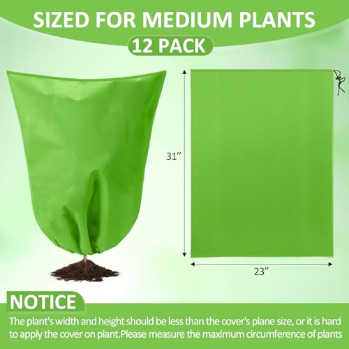 12 Pack Winter Plant Covers Freeze Protection, Light Green - color: Light Green