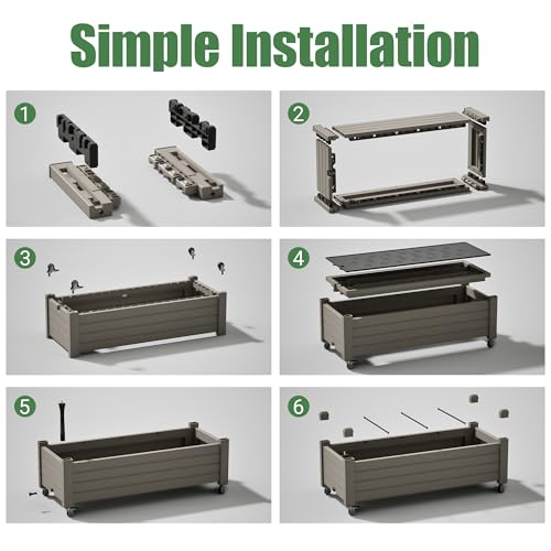 Fancyango Raised Garden Bed with Wheels 13.3" H -Gray - color: Gray, size: 13.3"H