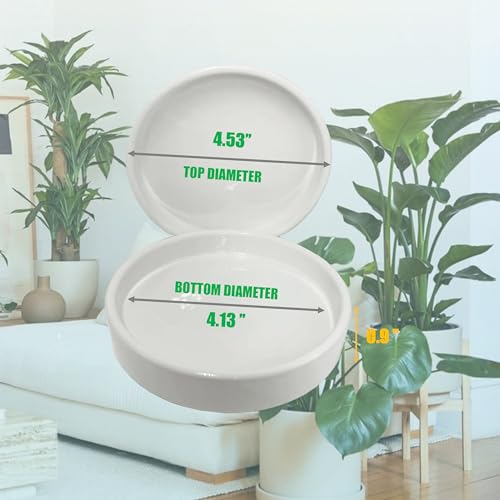 Yukfona Ceramic Plant Saucer Tray 4 Pcs 4 Inch White, 4.53" OD x4.13 ID x0.9 Deep| Fits Flower pots Bottom≤4.13", Heavy Duty Glazed Round Planter Drip with Catch Basin for Indoor Outdoor Plants - color: White, size: (4.5"/4.1")-4pack
