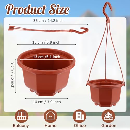 Roshtia 24 Pcs Hanging Planter Pot with Hook, Brown, 6 Inch - color: Brown, size: 6 Inch