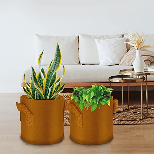 5-Pack 5 Gallon Grow Bags Heavy Duty Thickened Nonwoven Fabric Pots with Handles, Plant Grow Bags for Vegetables/Flower/Plant/Fruits, Brown - color: Brown, size: 5 Gallon