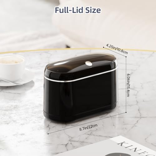 PAVSTINE Mini Trash Can for Desk with 5 Rolls Trash Bags, Black Full-Lid - color: Black Full-Lid