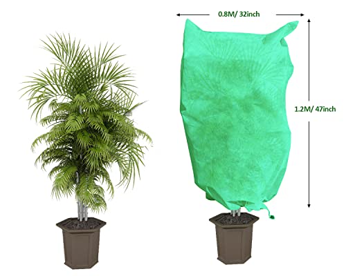 EAONE 12 Pack Plant Covers Freeze Protection, 32x47'' Winter Frosts Cloth for Outdoor Plants, Reusable Frost Blankets Drawstring Bags for Cold Freeze Sun Protection Bird Insect Prevention,Green - color: Green, size: 32"W x 47"H (12 Pack)