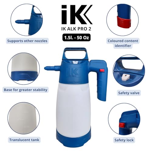 IK ALK Pro 2 – Professional Sprayer for Alkalines, Alcohols & Ketones – Pump Sprayer 50 oZ – Adjustable Nozzle, Safety Lock, Translucent Tank – Ideal for Cleaning & Disinfection - color: ALK Pro 2