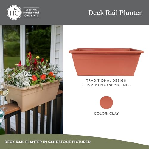 The HC Companies Deck Rail Deck Rail Planter Box, 24 Inch, Clay, 1-Pack - color: Clay