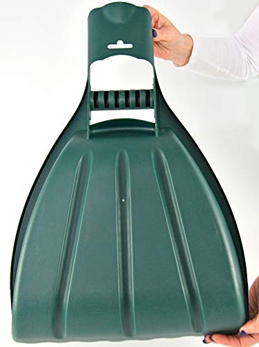 Home-X Leaf Collector Hand Scoop Set, Leaf Collector Shovels with Handles for Garden and Yard Landscaping, Gardening Hand Tools, Set of 2, 21" L x 14" W x 2" H, Green