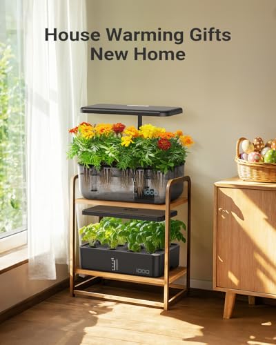 iDOO Hydroponics Growing System with 12 Pods Kit & LED Grow Light