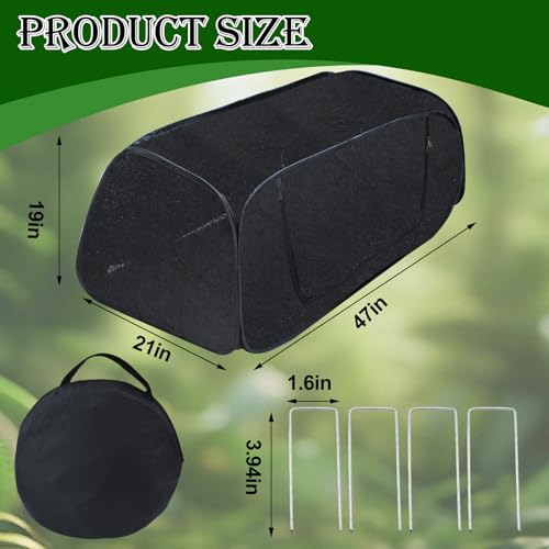 Wenfan Pop Up Plant Cover for Raised Bed, 47"X21"X18" Foldable Garden Cover Sun Shade Cloth UV Resistant Garden Bed Shade Tent Raised Bed Shade Cover with Storage Bag and 4 Stakes for Outdoor Plant