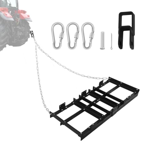 Heavy Duty 4FT Drag Harrow Driveway Grader, Tow-Behind Landscape Rake with 16FT Chain for ATV, UTV, Tractor – Ideal for Gravel, Soil, Sand Leveling and Lawn Maintenance - size: 4 FT