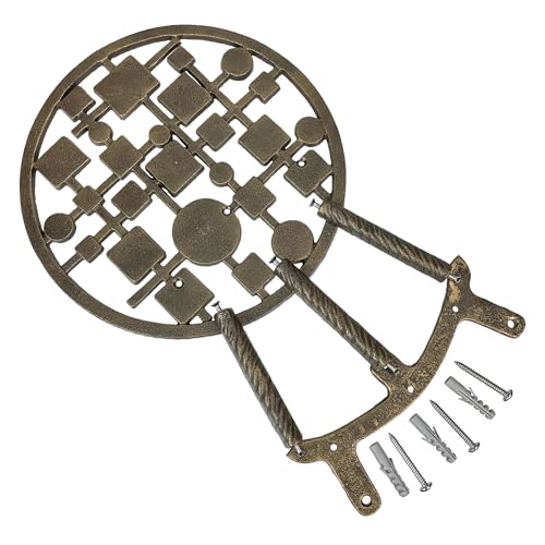 Zeckos Garden Hose Holder Circles and Squares 12 Inch Cast Iron Bronze - color: Mcm Circles & Squares - Bronze
