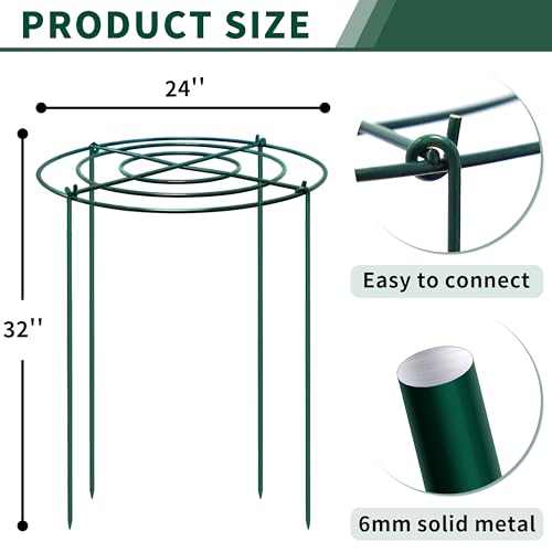 4pack Peony Cages and Supports, 24 x 32 Inch Four Legs Peony Cage, Heavy-Duty Peonies Support Cages, Peony Ring for Roses, Hydrangeas, Sage, Peonies, Cucumbers, Tomato - size: 24"X32"