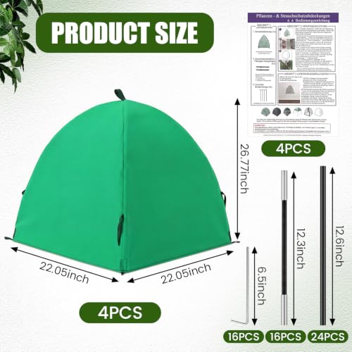 4 Pcs Plant Covers Freeze Protection 22x22x26 Inch Shrub Tent
