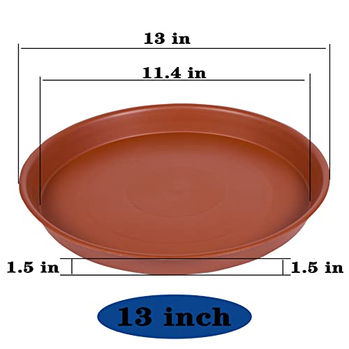 4 Pack of 13 inch Plant Saucer, Heavy Duty Plastic Plant Saucer 13" Round, Plant Tray for Pots, Flower Plant Saucers for Indoors, Plant Trays for Planter 11"/12"/13" (13", Terracotta) - size: 13" (4 pack)
