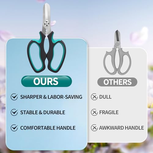 Pruning Shears - Cuts 5X Easier, Premium Garden Shear with Sharp Stainless Steel Blades, Ergonomic Handle, Ideal Garden Clipper for Plants Care & Fruit Picking, Versatile Gardening Scissor for Gifts