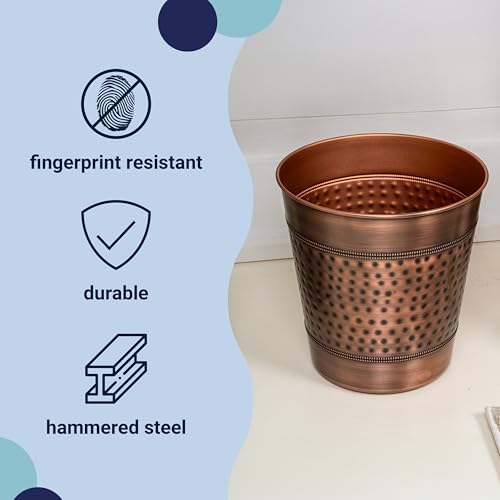 happimess Riley 2 Gal Hammered Steel Bin 10" H, Antique Copper - color: Antique Copper, size: Set of 1