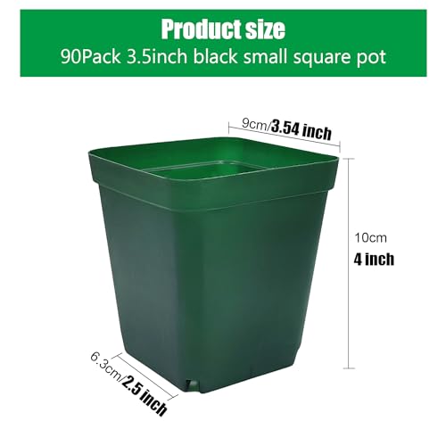RooTrimmer Square Nursery Seedling Pot 3.5 Inches 90 Pcs, Small Nursery Pot Plastic Thick and Sturdy Seed Start Germination Pot for Plant Propagation and Seeding(Green,3.54 Inches, 90Pcs) - color: Green, size: 3.5 Inch - 90pk