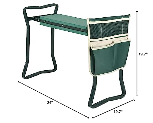 Garden Kneeler Seat Gardening Stool Bench Foldable Portable Knee Stools with Tool Bag Pouch Soft EVA Foam Kneeling Pad