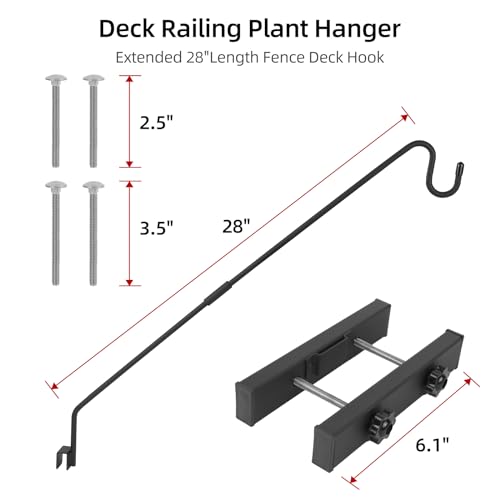Deck Hook Railing Mount,Heavy Duty Metal Plant Hanger 360°Rotating - size: Railing Mount