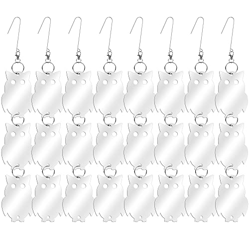 XPCARE 24PCS Bird Scare Devices - Owl Shape Bird Reflective Discs - Highly Reflective Double-Sided Bird Reflectors - to Scare Woodpecker Pigeon Owls Birds Away