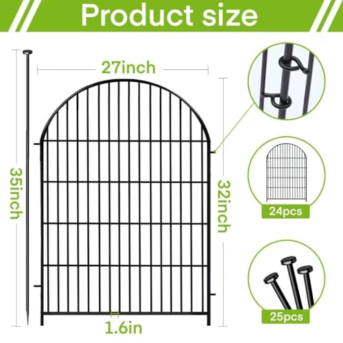 ADAVIN 32in Tall Garden Fencing, 24 Panels Dog Fence Outdoor for Yard - color: Black, size: 32in(H)x27in(L) 23 Panels + 1 Gate