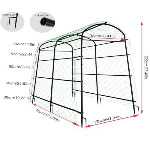 unho 87inch Garden Trellis Arch: for Climbing Plants with Net Metal - size: 47*72*87inch