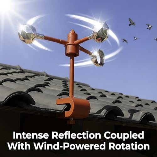 Bird Scare Reflective Device,Silver, Wind Powered Spinning, Bird Reflectors, Keep Pigeon Woodpeckers Seagull Away for Garden Patio,Equipped with a Straight Pole and a Base. - color: Orange, size: 1Pcs