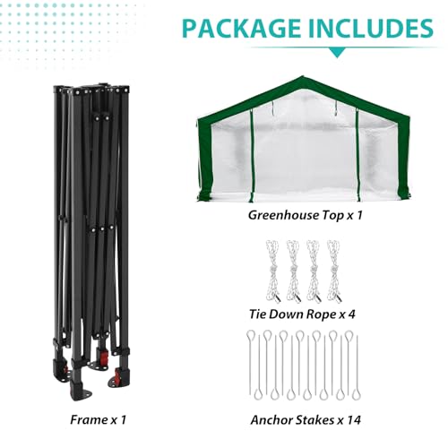 EAGLE PEAK 8x6 Walk in Pop Up Greenhouse, Green/White - color: Green/White, size: 8x6