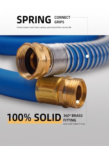 Wiseflow Garden Hose 50FT x 5/8", Heavy Duty Rubber Hose, Water Hose with Five Layered Braiding, Male Female Fittings, 1000PSI Burst, 300PSI Working for Yard, Car Wash, Pets (Blue) - color: Blue, size: 50FT