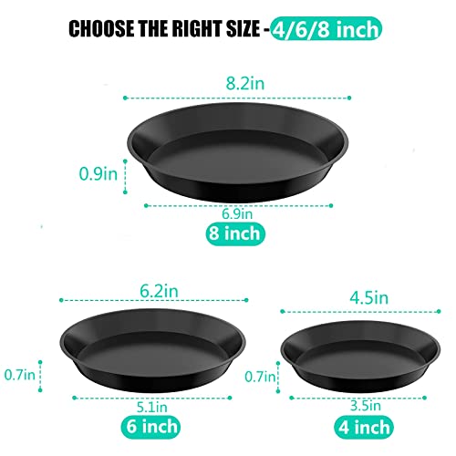 6 Pack Plant Saucer 4 6 8 Inch Plastic Plant Tray, Sturdy and Durable Flower Pot Container Accessories Plant Pot Saucers for Indoor and Outdoor (4 6 8 Inch, Black) - size: 4 6 8 Inch