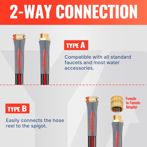 YAMATIC Female to Female Short Garden Hose 5/8 in x 5 ft, 2 in 1 Dual Use Heavy Duty Leader Hose with Solid Brass Connector, All-Weather Water Hose, Burst 300 PSI - size: 5' (feet) Double Females
