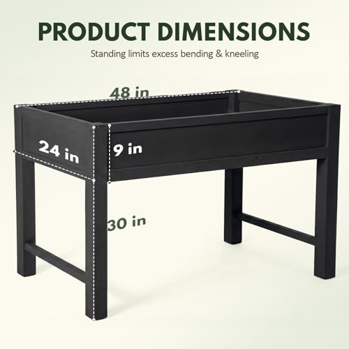 PASAMIC Raised Garden Bed with Legs, 48" HIPS Sturdy Elevated Planter Box - color: Black, size: 48x24x30in