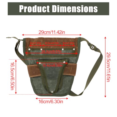 NQEUEPN Gardening Tool Pouch for Waist with 5 Pockets, Canvas Tool Belt
