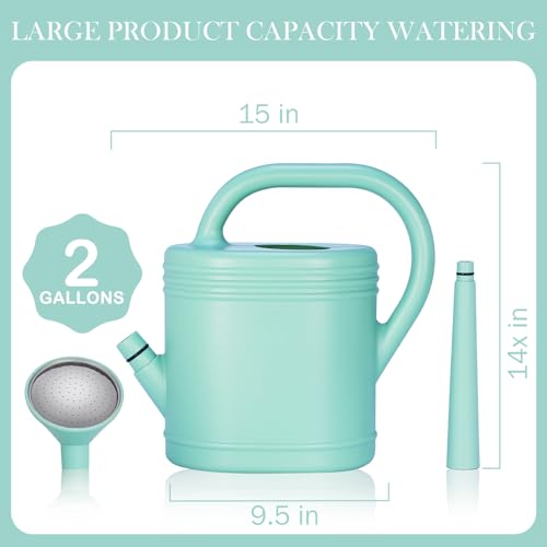 2 Gallon Watering Can for Indoor Plants, Garden Watering Cans for Outdoor Plant House Flower, Modern Plant Watering Can Large Long Spout with Sprinkler Head - color: Green, size: 2 Gallon