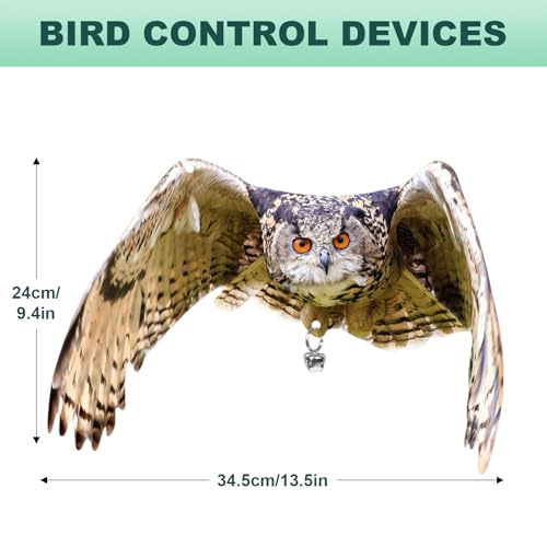 Owls to Keep Birds Away: 2Pack Fake Owls with Reflective Tape for Garden Patio, Reflective Hanging Decoration to Keep Birds Pigeon from Windows Tree - color: Brown-2pcs
