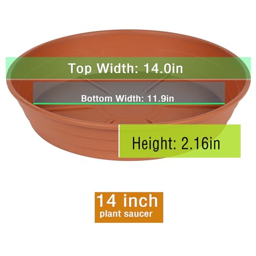 LWALRS Plant Saucer 14 Inch 2 Pack 6 8 10 12 14 16 18 20 25, Plastic Plant Trays for Pots,Extra-Deep Plant Water Dray Tray, Bird Bath Bowl, Heavy Flower Plant Saucers Indoors and Outdoor No Holes - color: Terracotta, size: 14in (2 Pack)