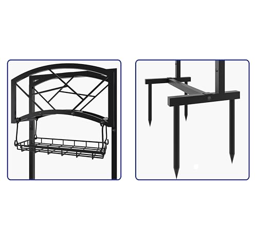 Fire Beauty Heavy-Duty Portable Garden Hose Holder with Storage Basket,80+ lbs Capacity, Modern Geometric Design, Holds 180ft 1/2" Hose,Dual Support Rods & Rustproof Screws - style: Geometric Design