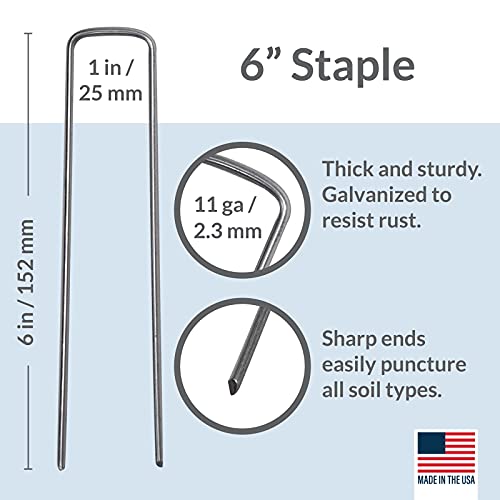Pinnacle Mercantile Garden Stakes 6 Inch 11 Gauge Galvanized Steel Landscape Staples, Heavy Duty Landscape Fabric Stakes 450 Pack for Weed Barrier, Sod, Edging, Fencing and Drip Irrigation Made in USA - size: 11 gauge - 6 inch