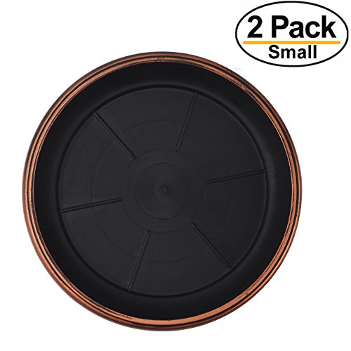 7" Decorative Heavy Duty Tray/Saucer (2 Pack) Rustic Medieval/French Country Look, Pot/Planter Base for Indoor/Outdoor Decor Use. Long Lasting, Reusable Light Weight (7 inches, Copper) - color: Copper, size: 7 inches